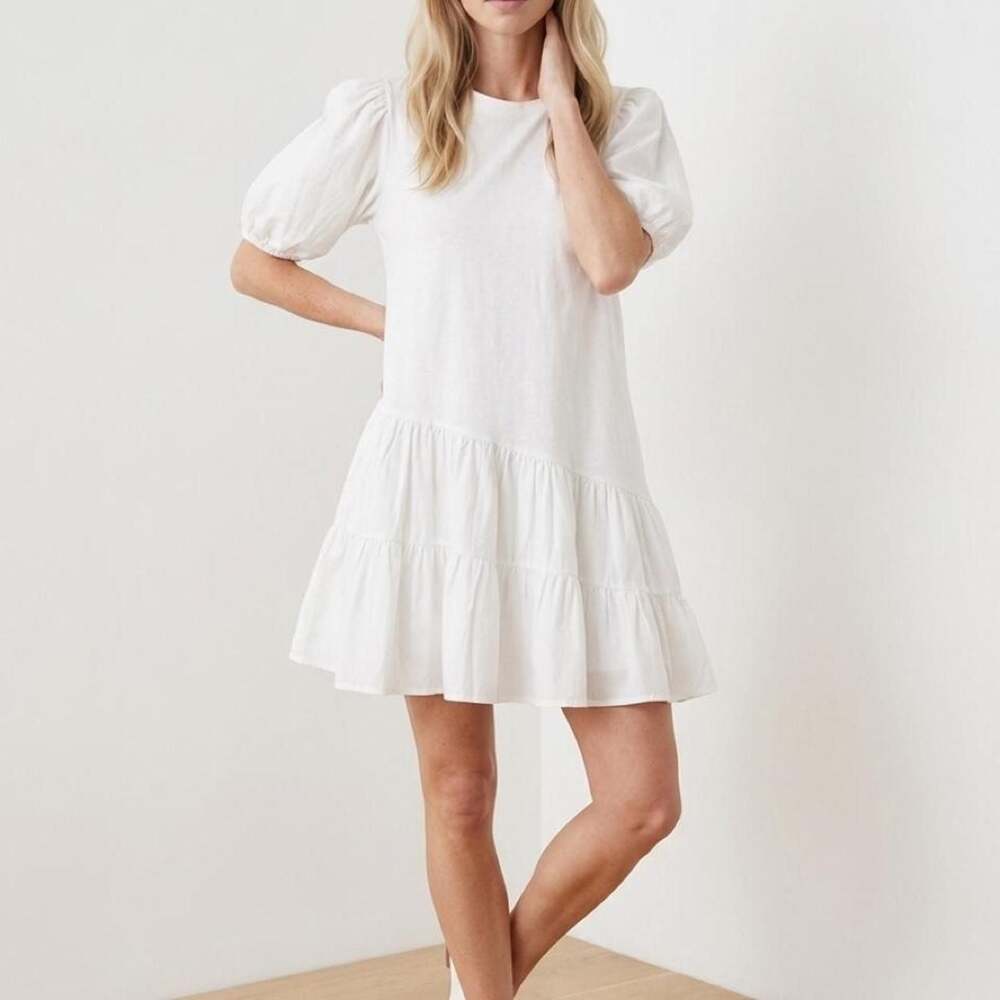 Moodie 100% Cotton Babydoll Puff Sleeve Mini Dress Size XS